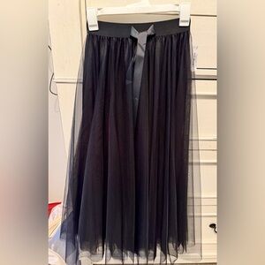 Black Tulle Flowing Skirt with Satin Tie
